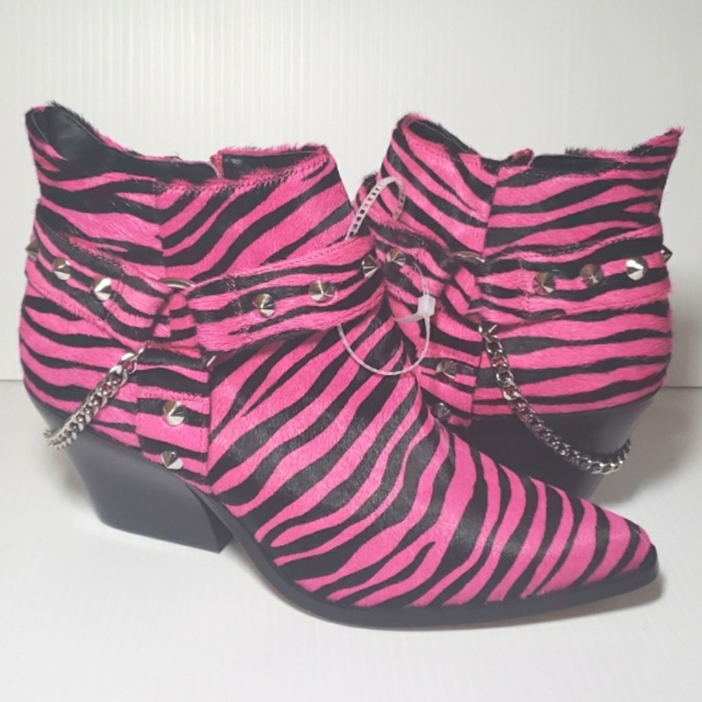 Jessica Simpson Zayrie Neon Pink Zebra Boot Sz 9
